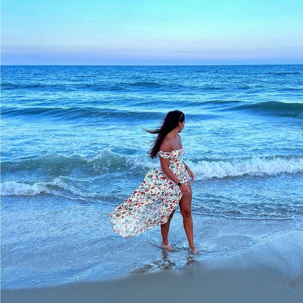 Lulu's White Floral Off-Shoulder Maxi Dress
